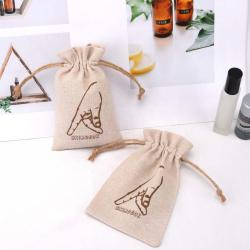 Eco-friendly Jute Coffee Tea Sack Bag Custom Logo Printing Drawstring Christmas Gift Packing Brualp Pouch