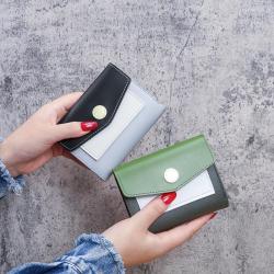 Factory direct new ladies wallet short Korean small tri-fold money clip fashion simple clutch bag leather wallet coin purse