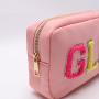 Keymay Embroidered Letter Cosmetic Bag High Quality Nylon Pouch Custom Personalized Make Up Bag Women Makeup Accessories