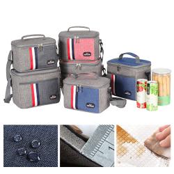 Gelory Wholesale Aluminum Foil Lunch Cooler Bag Waterproof Portable Thickened Stripe Insulation Lunch Box Bag
