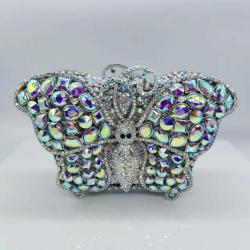 New luxury stone clutch bag butterfly inlaid with diamonds woman evening bags rhinestone bags purse