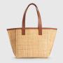 Custom Ladies Bag Factory Summer Design Women Purse Beach use Straw Fabric ladies Leather Single Shoulder Bag Leather Tote Bag