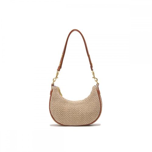 2024 Summer new straw woven underarm bags  one-shoulder crescent bag straw woven bag Vacation