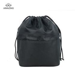 Black Drawstring Cosmetic Quick Pouch Makeup Bag Travel Cosmetic Bag Large Capacity
