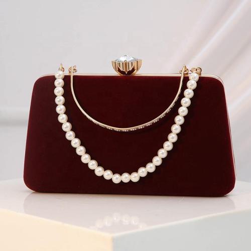 New Arrival Vintage Clutch Bag Ladies Party Purse Hand Bags Elegant Pearl Chain Velvet Evening Bag For Woman