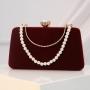 New Arrival Vintage Clutch Bag Ladies Party Purse Hand Bags Elegant Pearl Chain Velvet Evening Bag For Woman