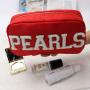 New Trending Custom Embroidered Logo Makeup Travel Organizer Nylon Zipper Waterproof Fashion Girl Cosmetic Bag