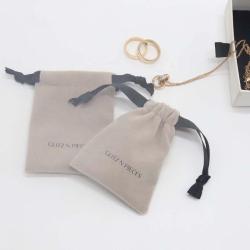 Custom Logo Printed Mini Velvet Jewelry Drawstring Necklace Bracelet Packaging Bag Key Lipstick Packing Jewelry Velvet Pouch