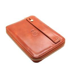 Customized A5 genuine leather travel organizer holder wallet zipper folder portfolio