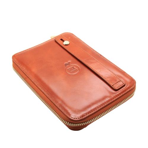 Customized A5 genuine leather travel organizer holder wallet zipper folder portfolio