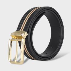 Custom logo men's leather belt pu pin buckle belt double sides reversible men leather belt