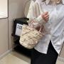National Style New Hand-Held Bow Straw Bag Hand-Woven Bag Seaside Holiday Beach Shoulder Bag Handbag