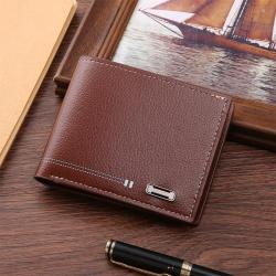 Men's Casual Fashion Wallet Waterproof Large Capacity Short Card Bag Coin Purse Youth Style Simple Thin Design Cross-Border Use