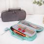 Creative multi functional large capacity polyester zipper stationery bag student double layer portable pencil bag