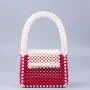 Fashionable handmade woven new red patchwork pearl beaded bag sac main femm sac