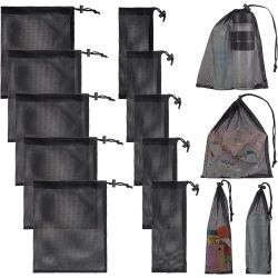 Gelory Custom Drawstring Mesh Gift Bags Travel Sports Small Black Mesh Bags With Cord Lock Closure