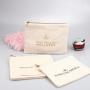 Custom Logo Printing Canvas Gold Zipper Cosmetic Product Bag Recycled Natural Cotton Canvas Gift Makeup Pouch