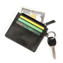 CUIKCA man Wallet leather  Coin Purse Black Vintage Waterproof card holders high quality key ring wallet for man
