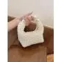 Retro hollow pearl handmade woven beaded handbag carteras para mujer 	 sac a main
