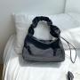 Wholesale New Drawstring Pleated Women'S Handbag Fashion Blue Women'S Shoulder Bag Soft Hand Nylon Bag