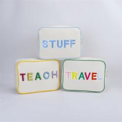 Keymay High Quality Custom Logo Multi-color Personalized Makeup Bag Logo Travel Pouch Organizer Wholesale Canvas Cosmetic Bag