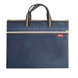 HR009 Unisex Business Soft Faced Zipper Dark Blue Briefcase Nylon Office Data Laptop Bag Business Woven Document Computer Bag