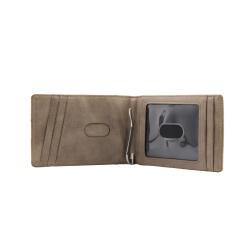 Genuine Leather RFID Blocking Bifold ID Clip Wallet Slim Metal Wallet Money Clip