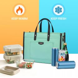 2023 Wholesale LOVEVOOK multifunctional handbag summer cooler bags thermal tote bag PU leather insulated lunch bags for women