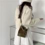 Faux suede Joining PU Bucket bag 2023 autumn casual Drawstring Ruffles cylinder Small crossbody bag for women