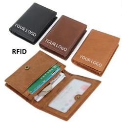 Custom Carteira Masculina Designer Travel Leather Rfid Blocking Men's Wallets Purse Business Man Credit Card Holders