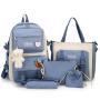 SC002 Fashion Pink Travel School Bag for Women Girls Student Canvas School Bag Set Cute College 5 pcs Backpack Sets