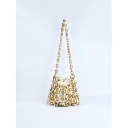 Factory wholesale price 2024 unique design hollow acrylic chain clutch bag woven net shoulder bag for women