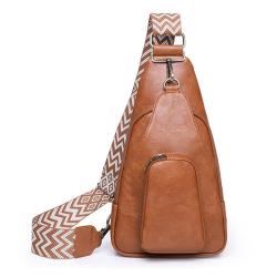 2024 vegan leather chest bags women handbags ladies fashion shoulder bag cross-body bags with colorful strap