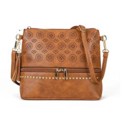 2024 summer new square hollow shoulder bag fashion custom leather bag ladies luxury simple satchel
