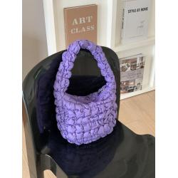 Fashion creative design pleated plaid shoulder bag   trendy multi-color handbags   Soft Nylon hand bags for women