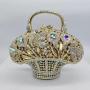 High Quality Luxury Clutch Handled Rhinestone Crystal Purse Flower Basket Evening Bag