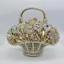 High Quality Luxury Clutch Handled Rhinestone Crystal Purse Flower Basket Evening Bag