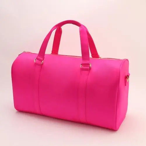 Manufacturer Customized Logo Fashion Gym Nylon Zipper Waterproof Pink Brand Name Luxury Foldable Travel Bag