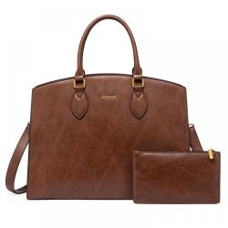 LOVEVOOK Vintage Designer 15.6 inch Large Business Leather Laptop Hand Bags for Women Ladies 2pcs Waterproof Office Tote Handbag