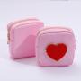 Stock Hot Pink Fashion Embroidery Patches Women Travel Toiletry Makeup Cosmetic Jewelry Cosmetic Bags & Cases Nylon Bags