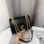 2023 Fashion Casual Women's Bag Crocodile Pattern High Texture Pu Lock Small Square Bag Trend One Shoulder Messenger Bag
