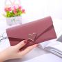 2024 New Plain Heart Wallet Women's Long Multi Card Buckle Mobile Phone Women's Wallet Women's Long Purse