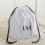 Custom Logo Printed White Cotton Flannel Drawstring Handbag Dust Cover Bag Handbag Gift Bag