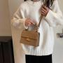 Trend women small square bag ladies purse and handbags brown leather shoulder crossbody bag handbags for women