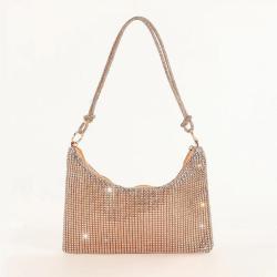 HR425 New Plastics Mesh Rhinestone Knotted Underarm Bag with Diamond Inlay Trend Niche One Shoulder Dinner Clutch Bag Tote Bag