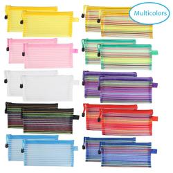 Gelory Zipper Mesh Pouch Pencil Pouch Zipper File Bags Multipurpose Travel Bags for Office Supplies Travel