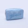 Keymay Custom Personalized Gift Embroidery Chenille Letter Nylon Pouch Cosmetic Makeup Bag Large Capacity Travel Cosmetic Bag