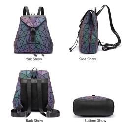 Lovevook Custom logo Holographic reflective back pack set crossbody bags ladies school bag Geometric luminous backpack for Women