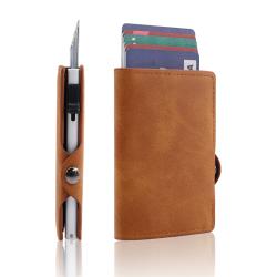 Custom rfid metal card holders leather aluminium card holder pop up wallet card holders