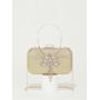 Good quality box clutch bag metal handle handbags glitter fabric shiny rhinestone flower purse tassels evening bag